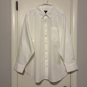 Talbots Women's Plus Classic White Button-Front Boyfriend Shirt Top Blouse 3X
